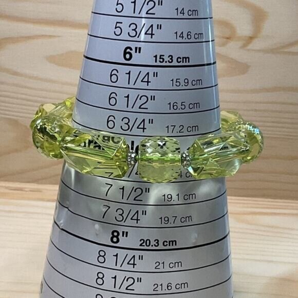 Clear Neon Yellow Bead Stretch Bracelet - Picture 3 of 3